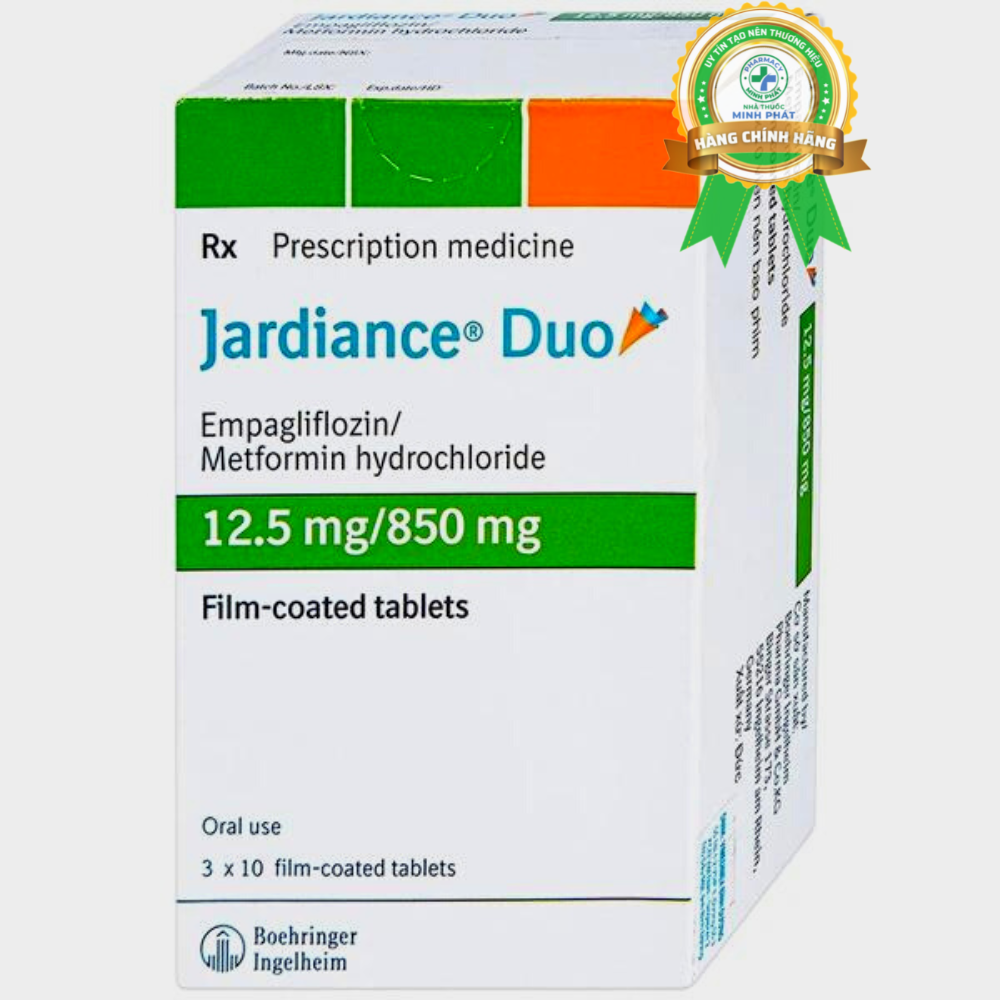 Thuốc Jardiance Duo 12.5mg/850mg điều trị tiểu đường type 2 (3 vỉ x 10 viên)